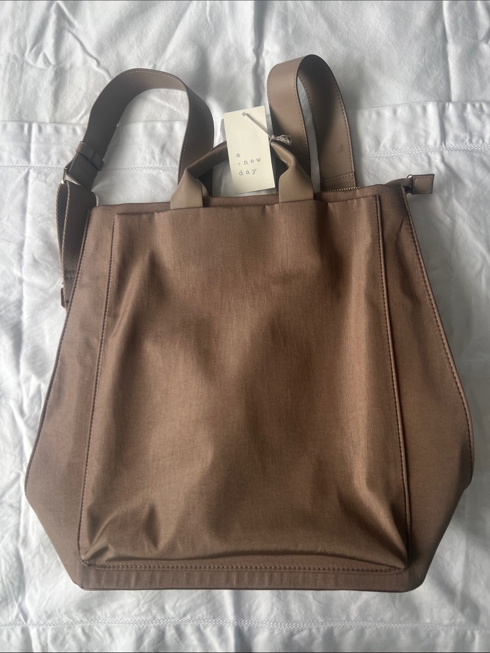 a new day Chocolate Brown Tote with Dual Straps